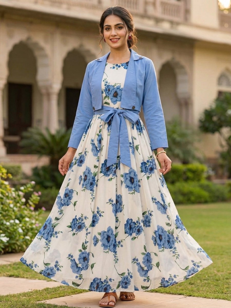 Digital Printed long Maxi with Cotton Koti 2PCs - Libas Lounge
