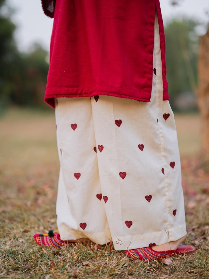 Heart Printed Flapper with V - Neck Short Style Shirt - Libas Lounge