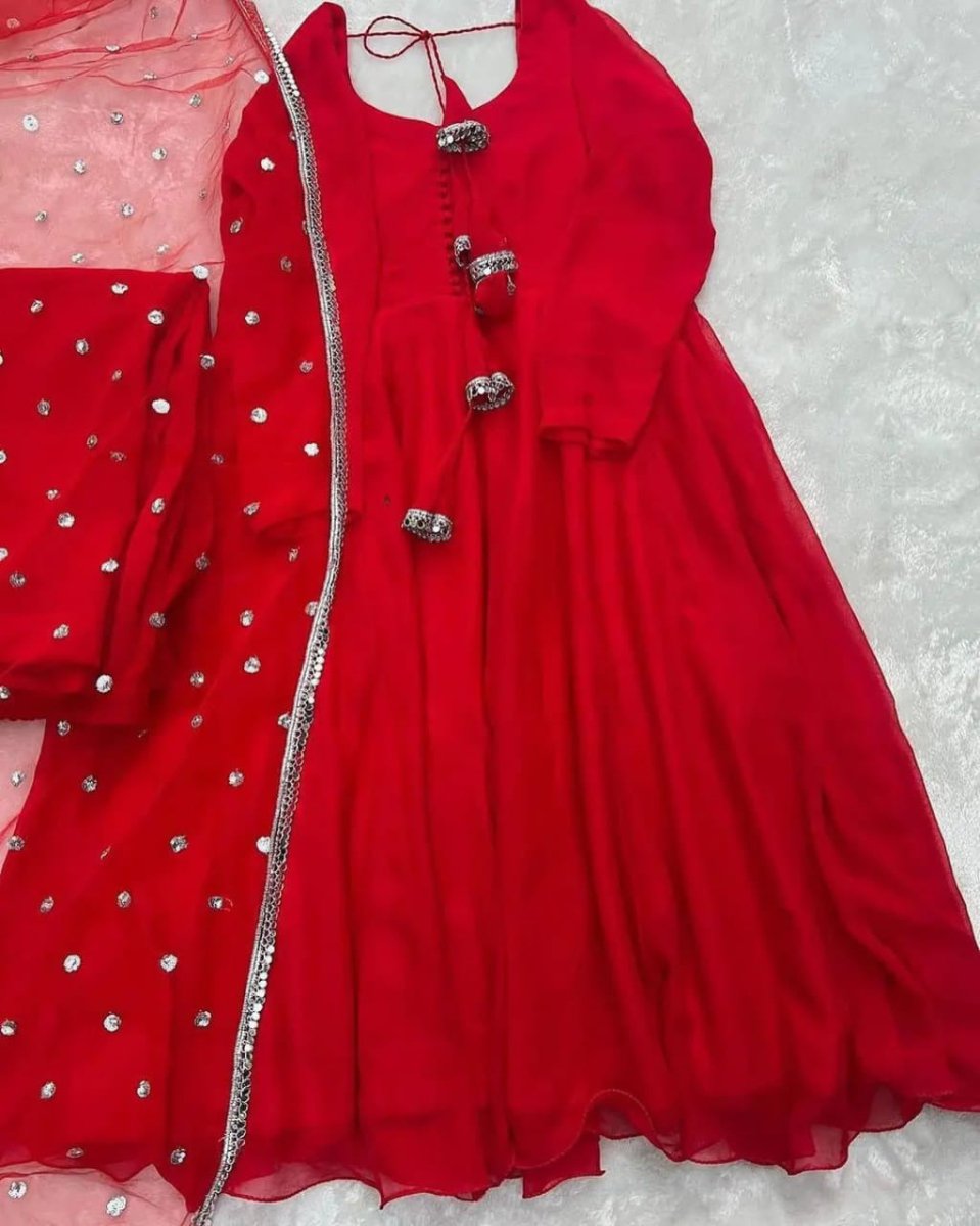 Long Sleeves Maxi With Lace Dupatta 3PCs - Libas Lounge