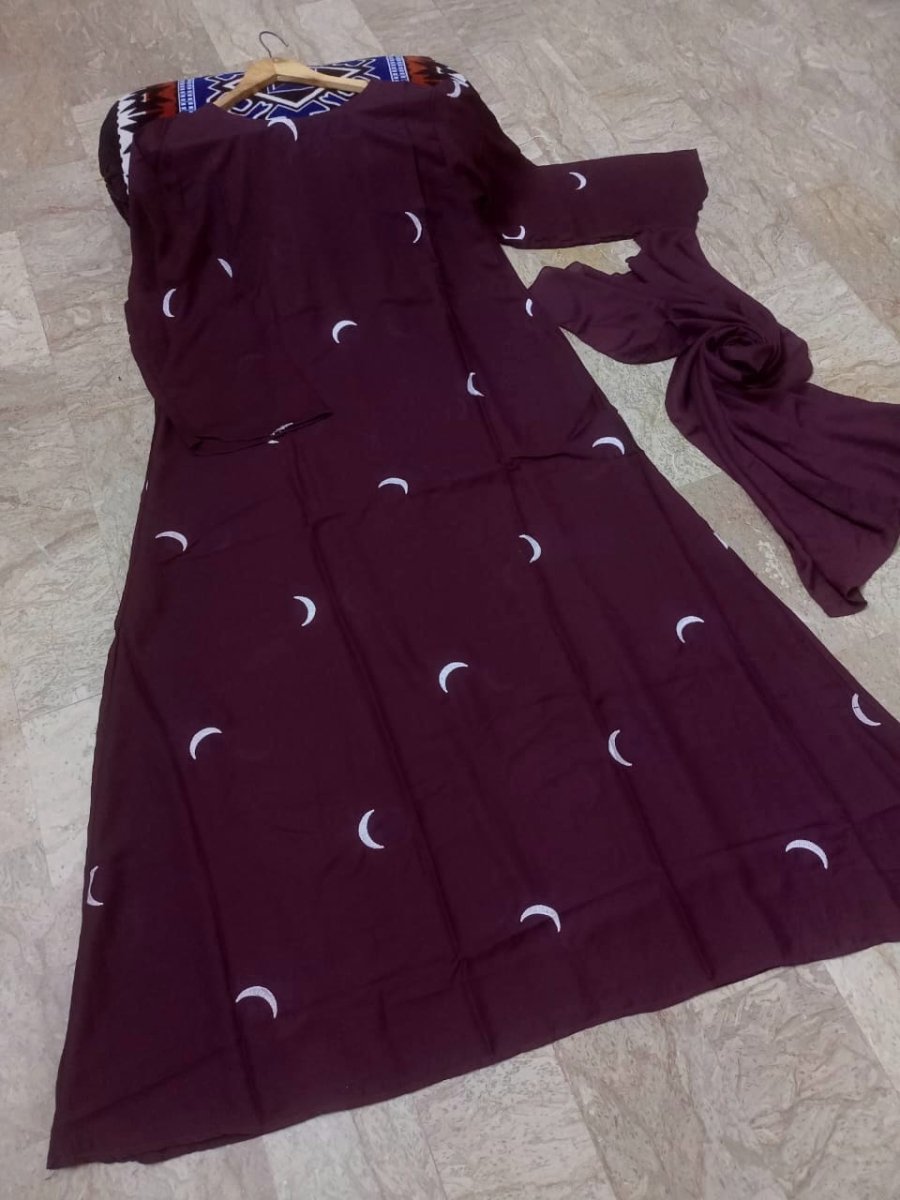 Moon 🌙 Embroidered Abaya with stoller 2PC - Libas Lounge