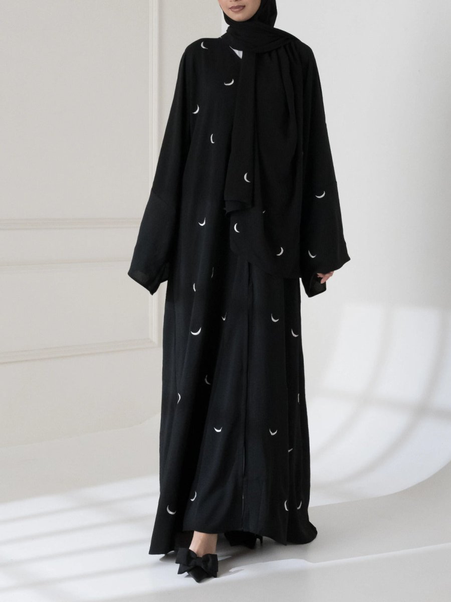 Moon 🌙 Embroidered Abaya with stoller 2PC - Libas Lounge