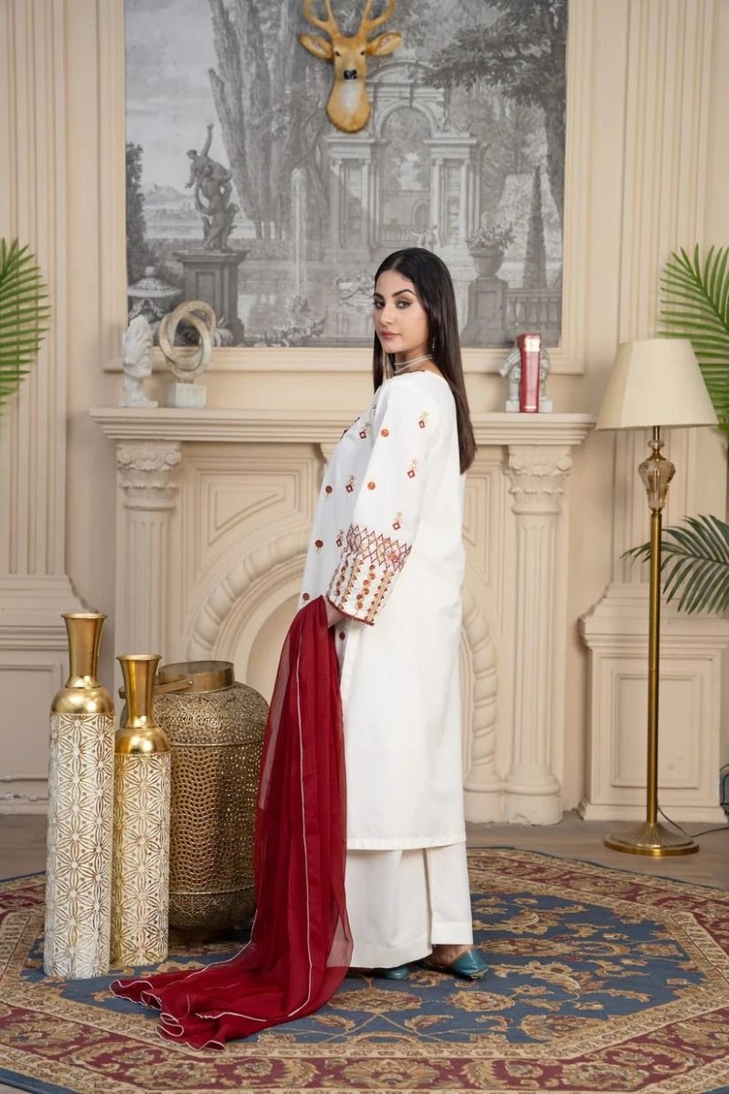 Noor e Riwayat 3PCS With Chaffon Dupatta - Libas Lounge