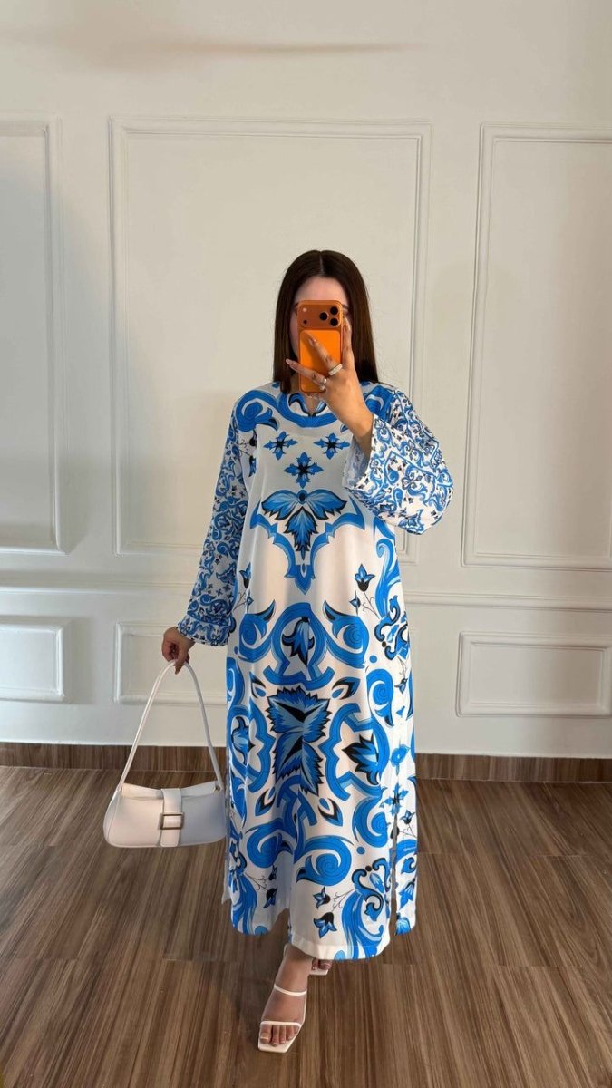 Royal Blue Printed 2PC Maxi - Libas Lounge