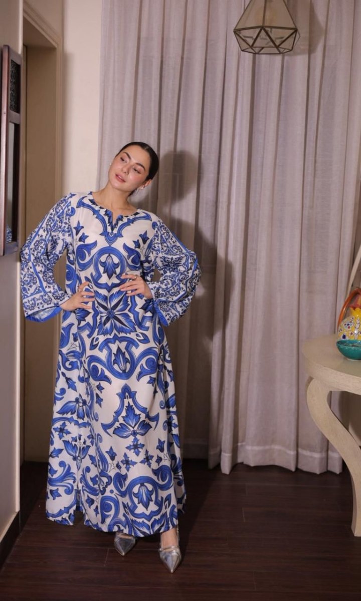Royal Blue Printed 2PC Maxi - Libas Lounge