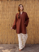 Heart Printed Flapper with V - Neck Short Style Shirt - Libas Lounge