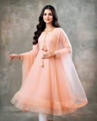 Long Sleeves Maxi With Lace Dupatta 3PCs - Libas Lounge
