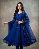 Long Sleeves Maxi With Lace Dupatta 3PCs - Libas Lounge