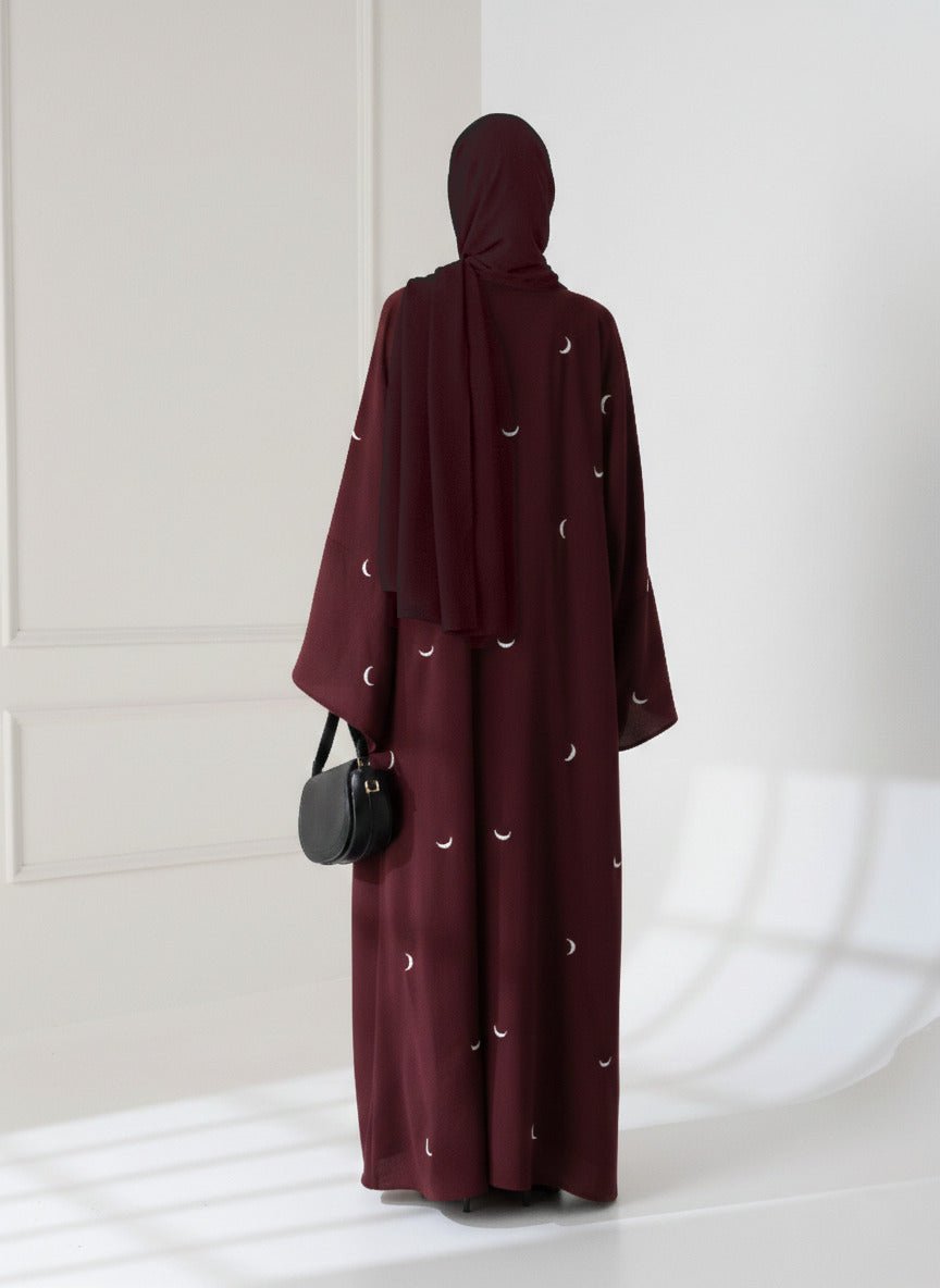 Moon 🌙 Embroidered Abaya with stoller 2PC - Libas Lounge