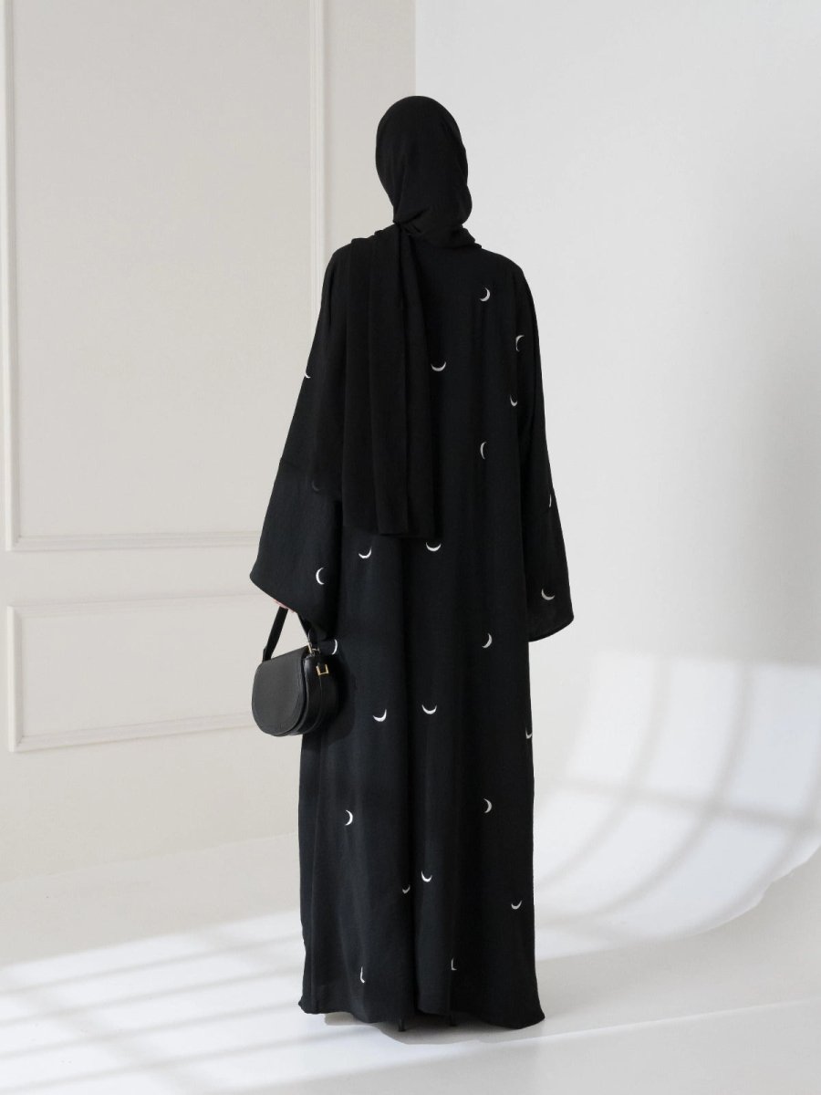 Moon 🌙 Embroidered Abaya with stoller 2PC - Libas Lounge