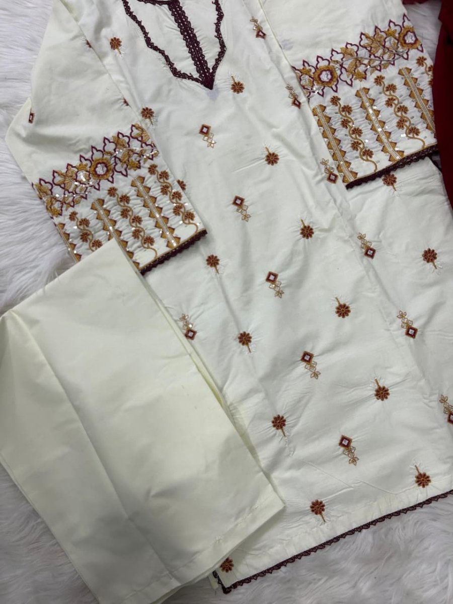 Noor e Riwayat 3PCS With Chaffon Dupatta - Libas Lounge