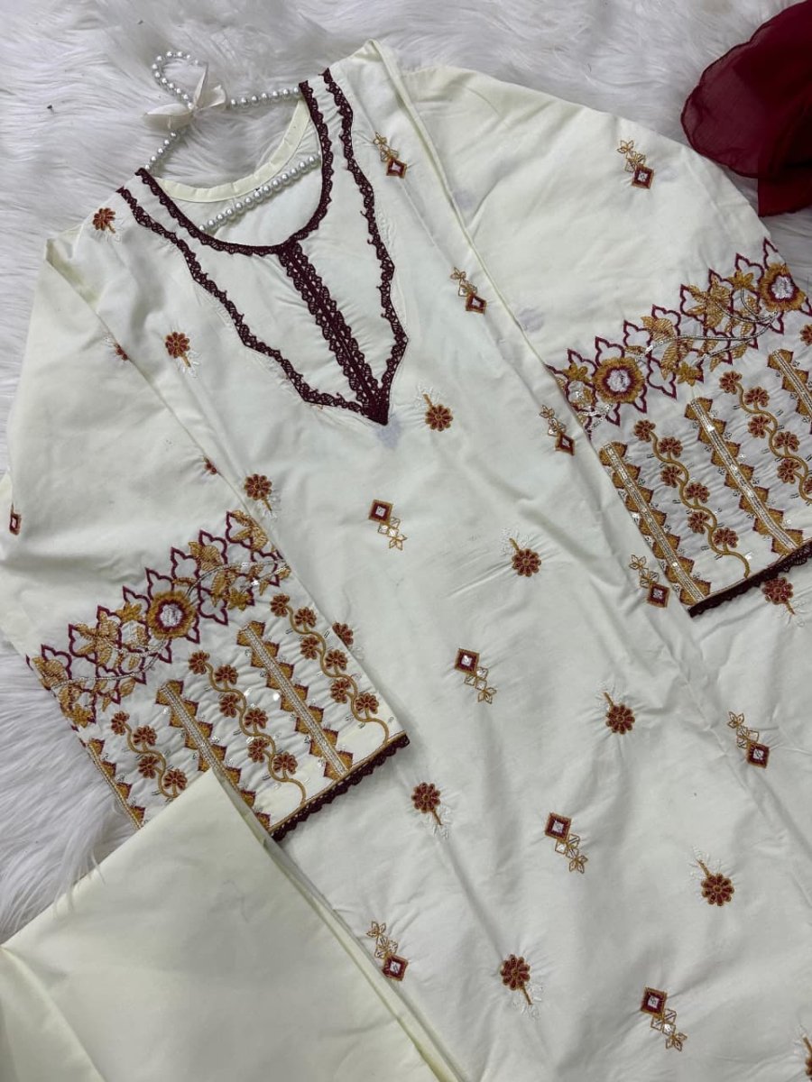 Noor e Riwayat 3PCS With Chaffon Dupatta - Libas Lounge