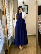 Pleated Maxi Dress with Contrast White Sleeves - Libas Lounge