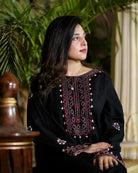 Premium Embroidered Black Lux 2Pc - Libas Lounge