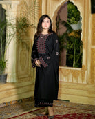 Premium Embroidered Black Lux 2Pc - Libas Lounge
