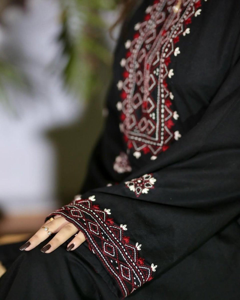 Premium Embroidered Black Lux 2Pc - Libas Lounge