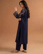 Premium Embroidered Blue Topz 2pc - Libas Lounge