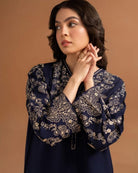 Premium Embroidered Blue Topz 2pc - Libas Lounge