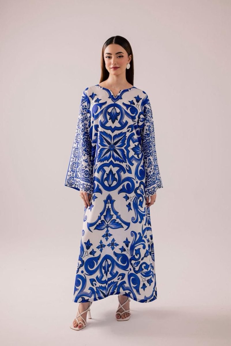 Royal Blue Printed 2PC Maxi - Libas Lounge