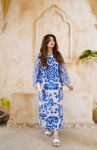 Royal Blue Printed 2PC Maxi - Libas Lounge