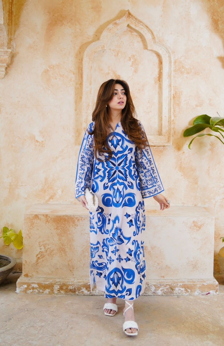 Royal Blue Printed 2PC Maxi - Libas Lounge
