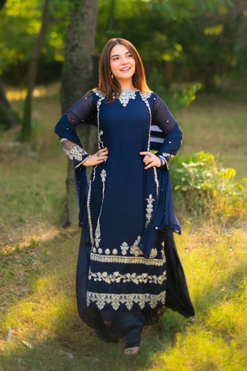 Tabeer Embroidered Chiffon 3PC Suit - Libas Lounge
